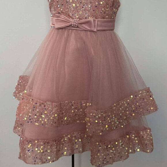 Girls Blush Pink Sequin Tulle Dress Party Holiday Formal NWOT - Picture 7 of 7